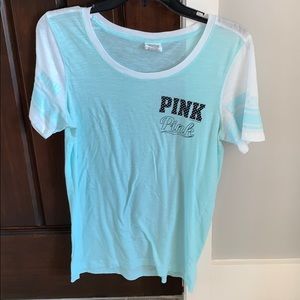 A light blue PINK short sleeve shirt